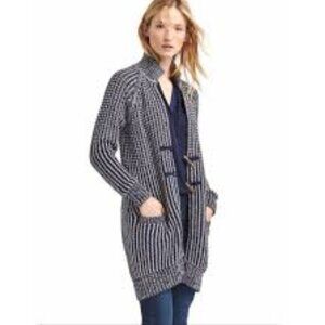 Gap Womens Blue Cardigan Sweater ribbed Long toggle front size Large Nautical